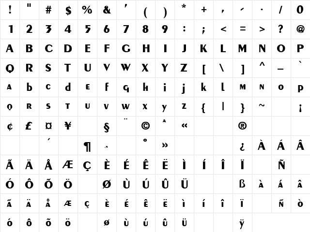 Physical 4 Regular  glyph index