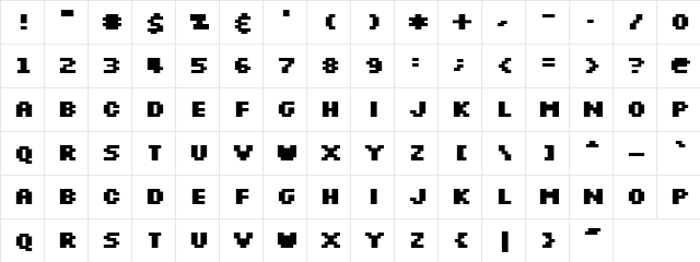 Silkscreen Bold  glyph index