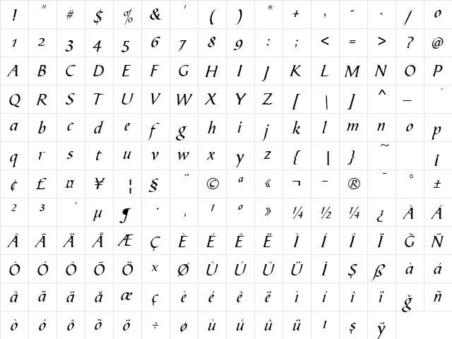 00419 Regular  glyph index