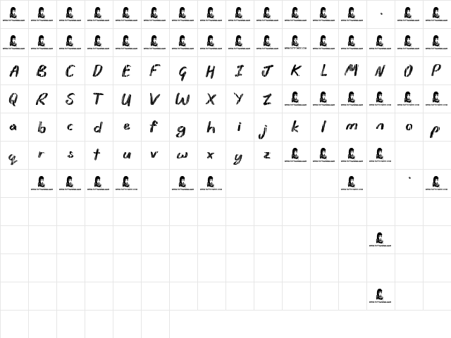 Rain Shower Regular  glyph index