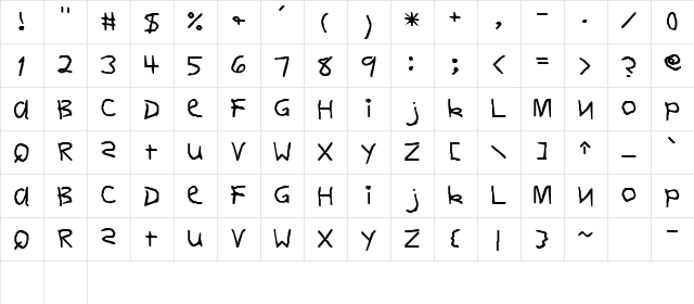 DOREEN Regular  glyph index