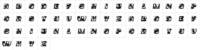 Trader Italic  glyph index