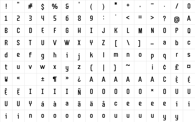 Mudhead FREE Regular  glyph index