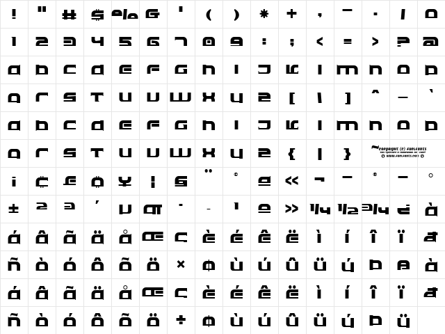 Eclipser Regular  glyph index