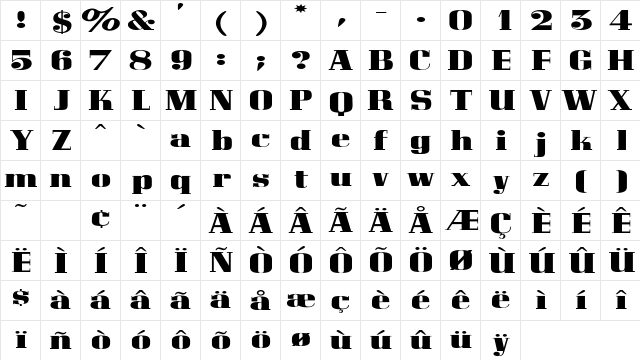 MaltaSSK Bold  glyph index