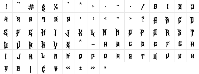 Aligator Regular  glyph index