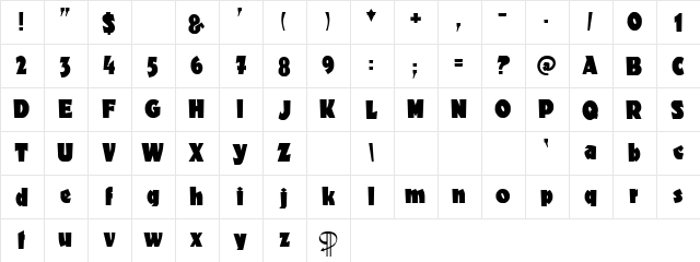 Dromon Regular  glyph index
