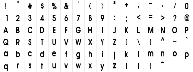 AC-Block Regular  glyph index