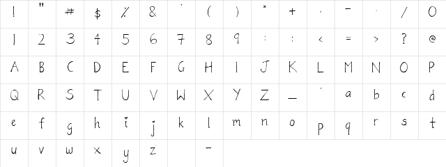 Nibble Diary Regular  glyph index