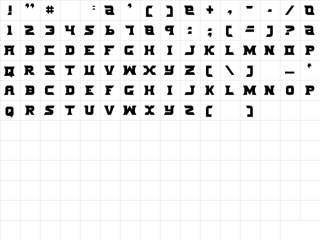 Nife Fiter Regular  glyph index