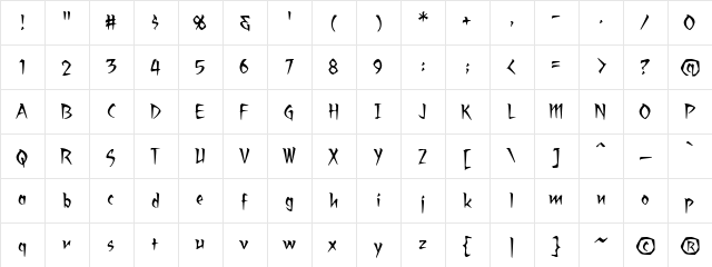 RagingRedLotus BB Regular  glyph index
