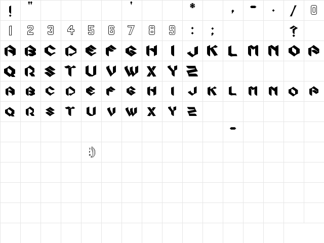 Zook Regular  glyph index