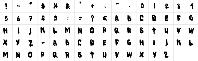 DeepCrabz Bold  glyph index