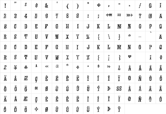 Augustine Regular  glyph index