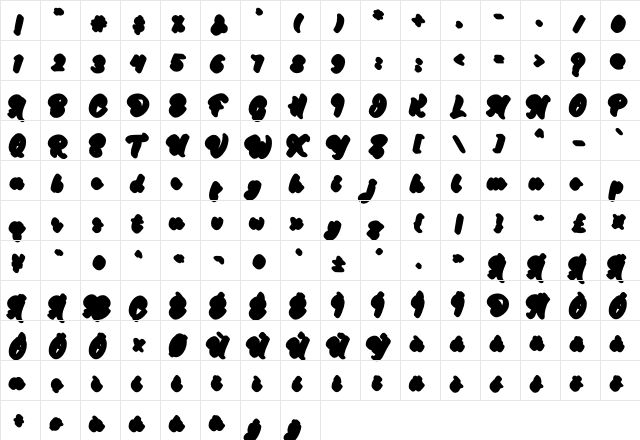 Retrofest Shadow Extrude Regular  glyph index