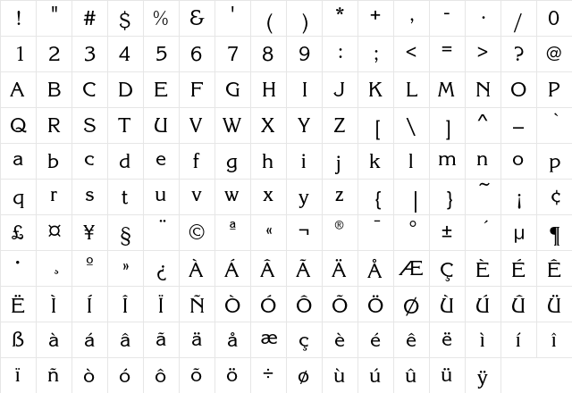 KorinnaEF-Regular Regular  glyph index