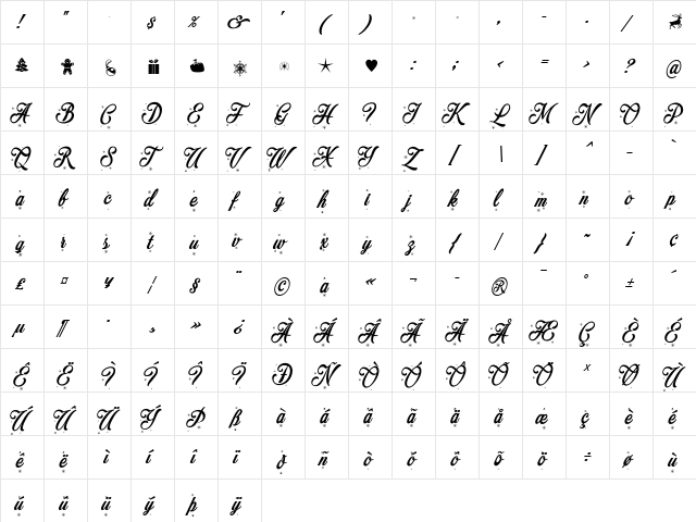 Merry Christmas Flake Regular  glyph index
