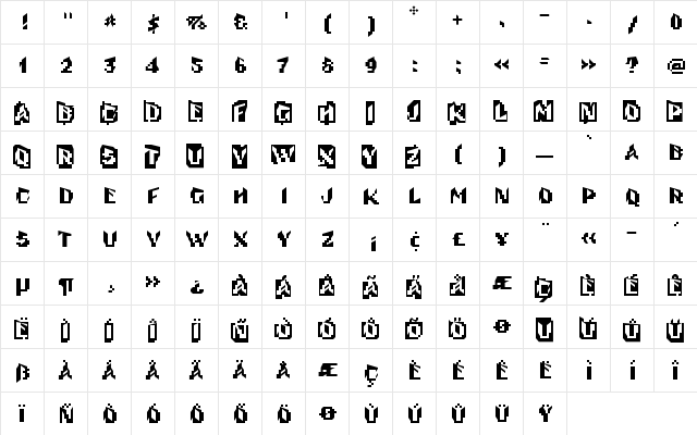 F2FTechLand LT Std Regular  glyph index