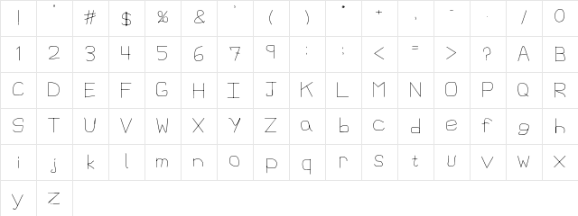1st Handwritten Regular  glyph index