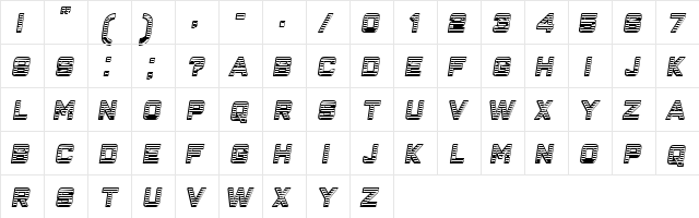 Closeness Outline Gradient Italic  glyph index