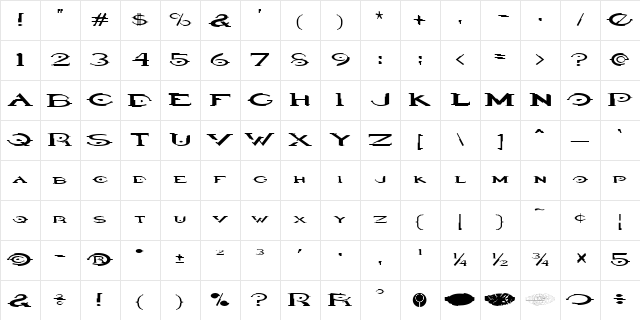 Halo Regular  glyph index