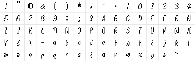 Mario64 Regular  glyph index