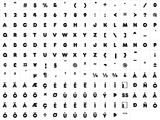 FFX Balloon Engraved Regular  glyph index