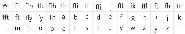Lisboa Ligatures Light Regular  glyph index
