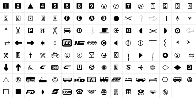 DB Pi Two BQ Regular  glyph index