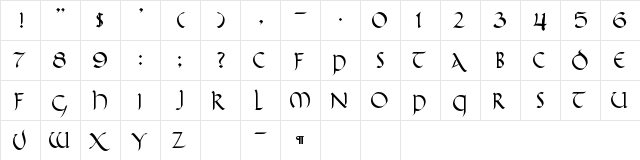 CallifontsF58TrueType Regular  glyph index