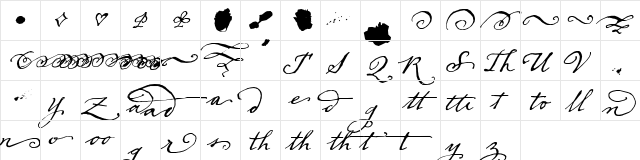 Dear Sarah Swash  glyph index