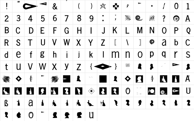 VollkegelSerif Regular  glyph index