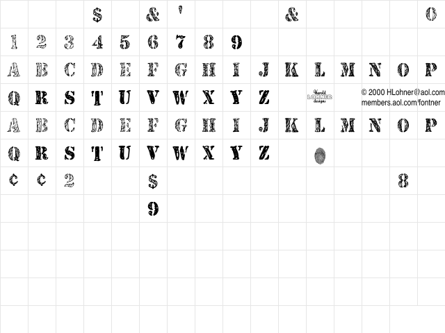 JJStencil Trial Version  glyph index