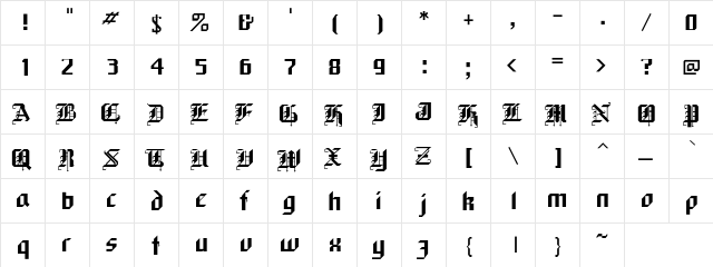 Guernlee Regular  glyph index