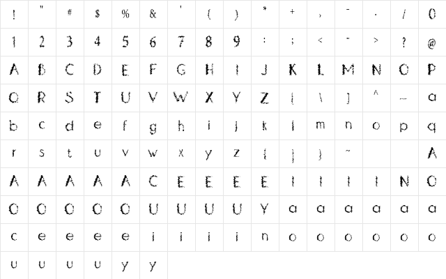 DoubleTap H Regular  glyph index