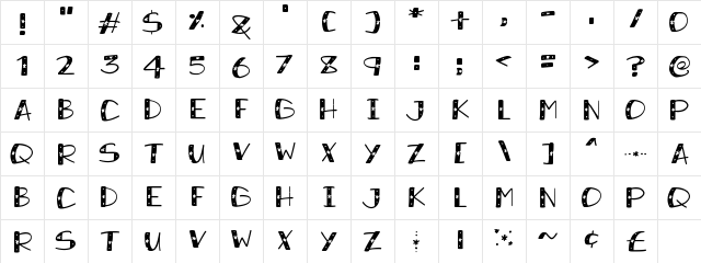 Snowy Sparkles Regular  glyph index
