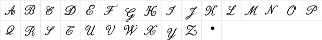 Bodoni Classic English Initials Regular  glyph index