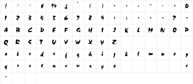 Chalk Regular  glyph index