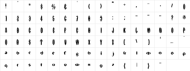 Tripe01 Regular  glyph index