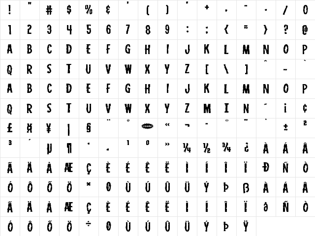 Carnival Corpse Expanded Expanded  glyph index