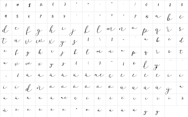 darloune Regular  glyph index