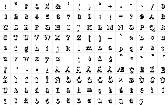 URWAntiquaTMedSh1 Regular  glyph index