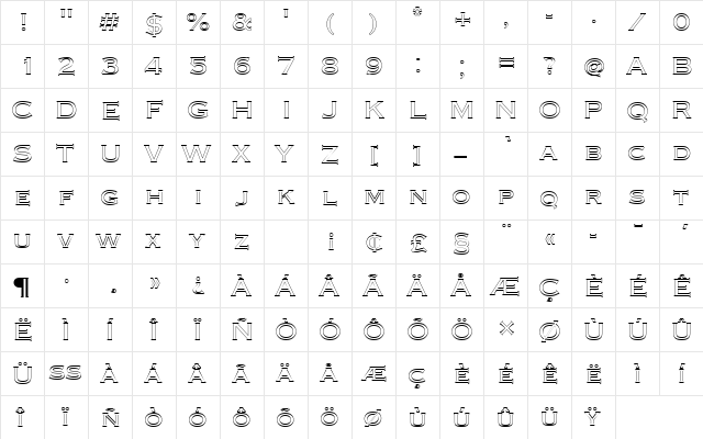 CopperplateTMedOu1 Regular  glyph index