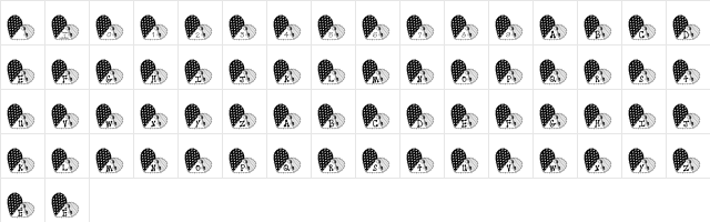 LCR Works of Heart Regular  glyph index