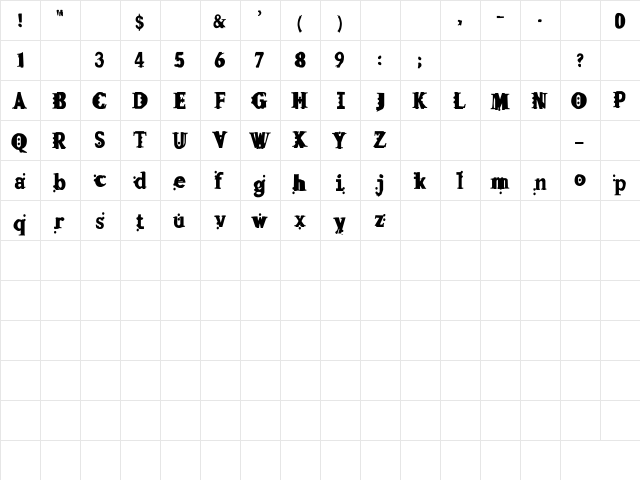 Fleck Regular  glyph index