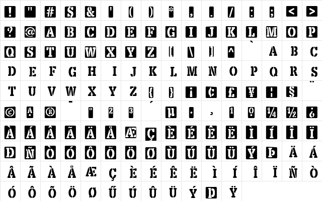 LOVE-BOX Regular  glyph index