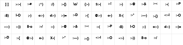 Emoticons Regular  glyph index