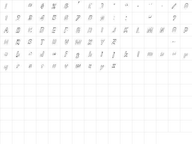 Ginsu 3 Italic  glyph index