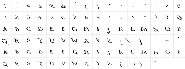 VTCSwitchbladeRomanceSloppyD Regular  glyph index