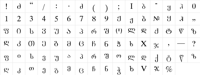 Academiury-ITV Regular  glyph index